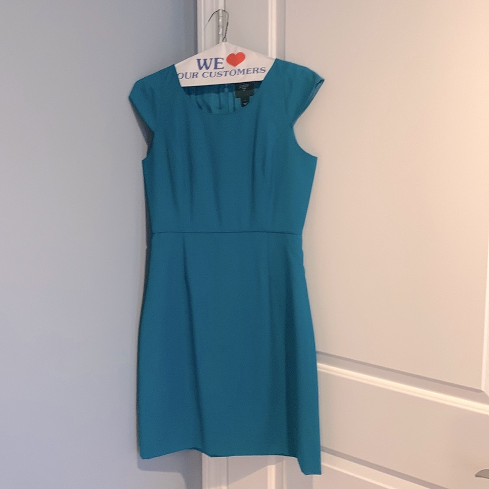 J.Crew teal sheath suit lightweight wool and fully lined dress size 4